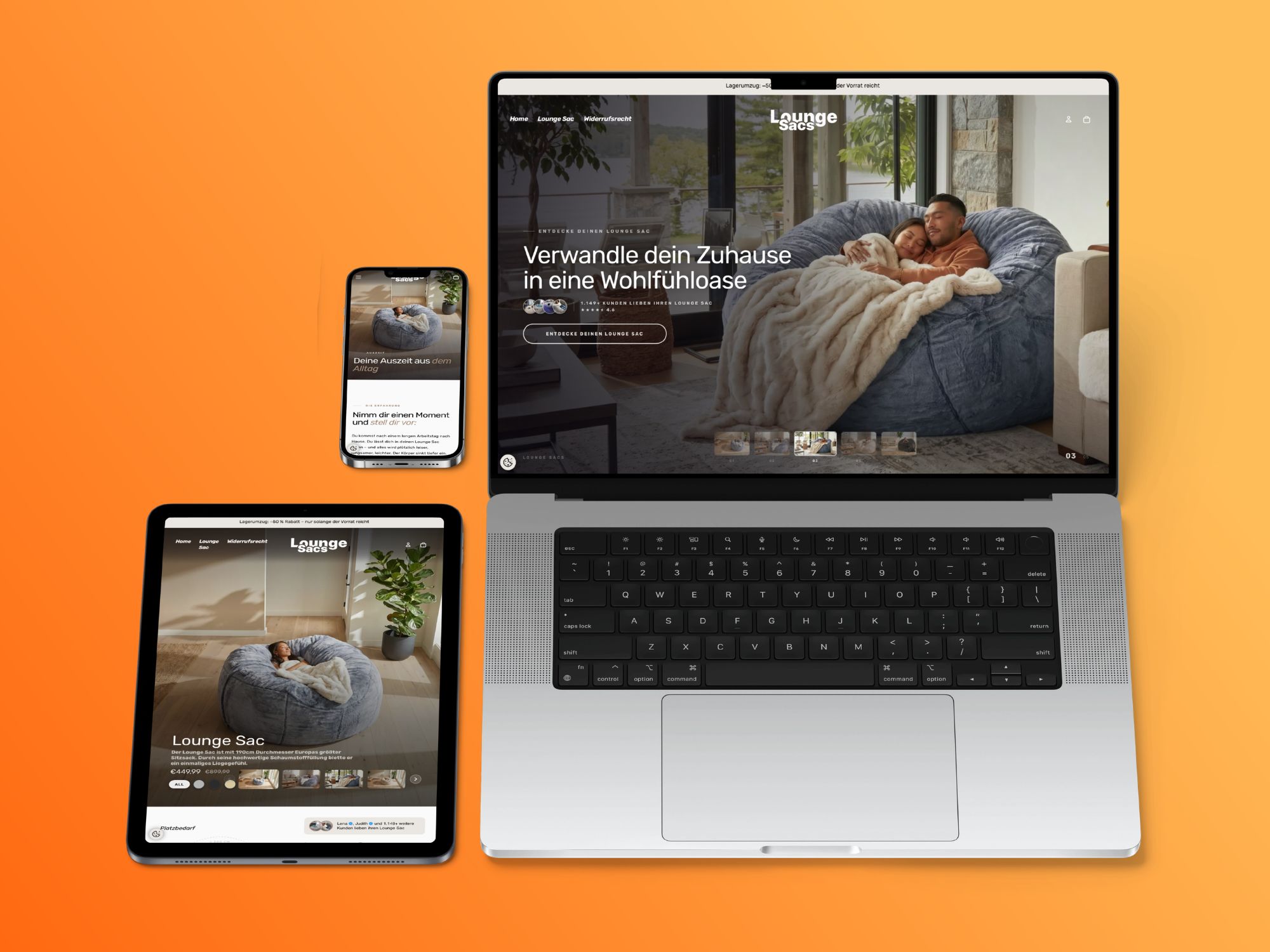 Lounge Sacs – Website-Vorschau